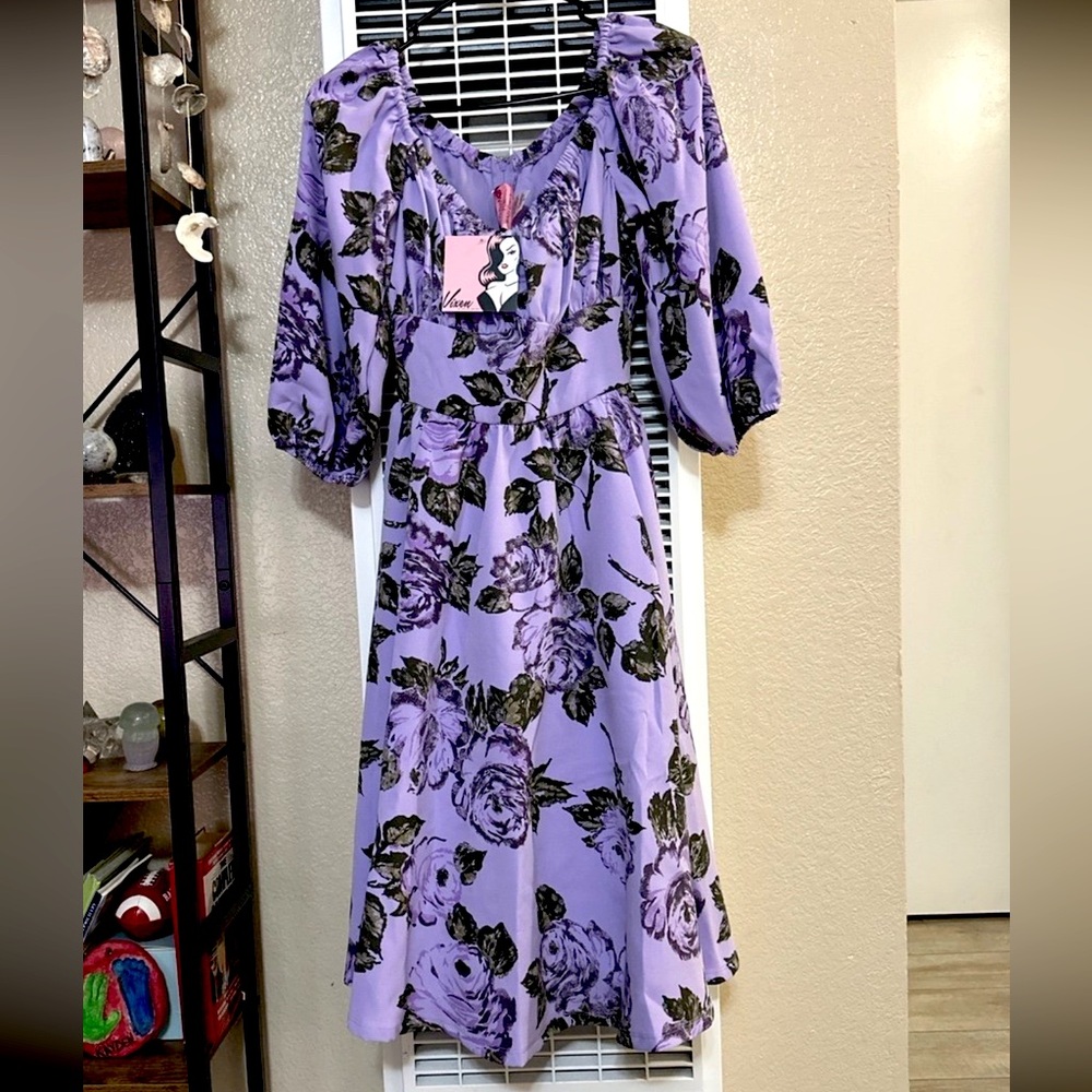 Vixen By Micheline Pitt-Purple Rose Vacation Dress